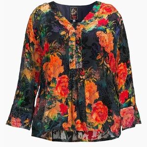 Johnny Was Botina Burnout Velvet Blouse NWT